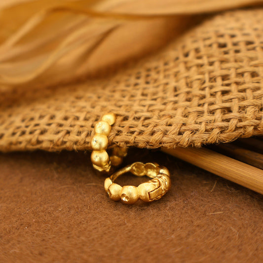 Artificial Gold Plated Matte Huggie Earrings AD Bali Hoop for women and girls
