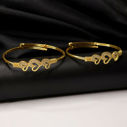 Heart Bangles With Sparking Stone Accents
