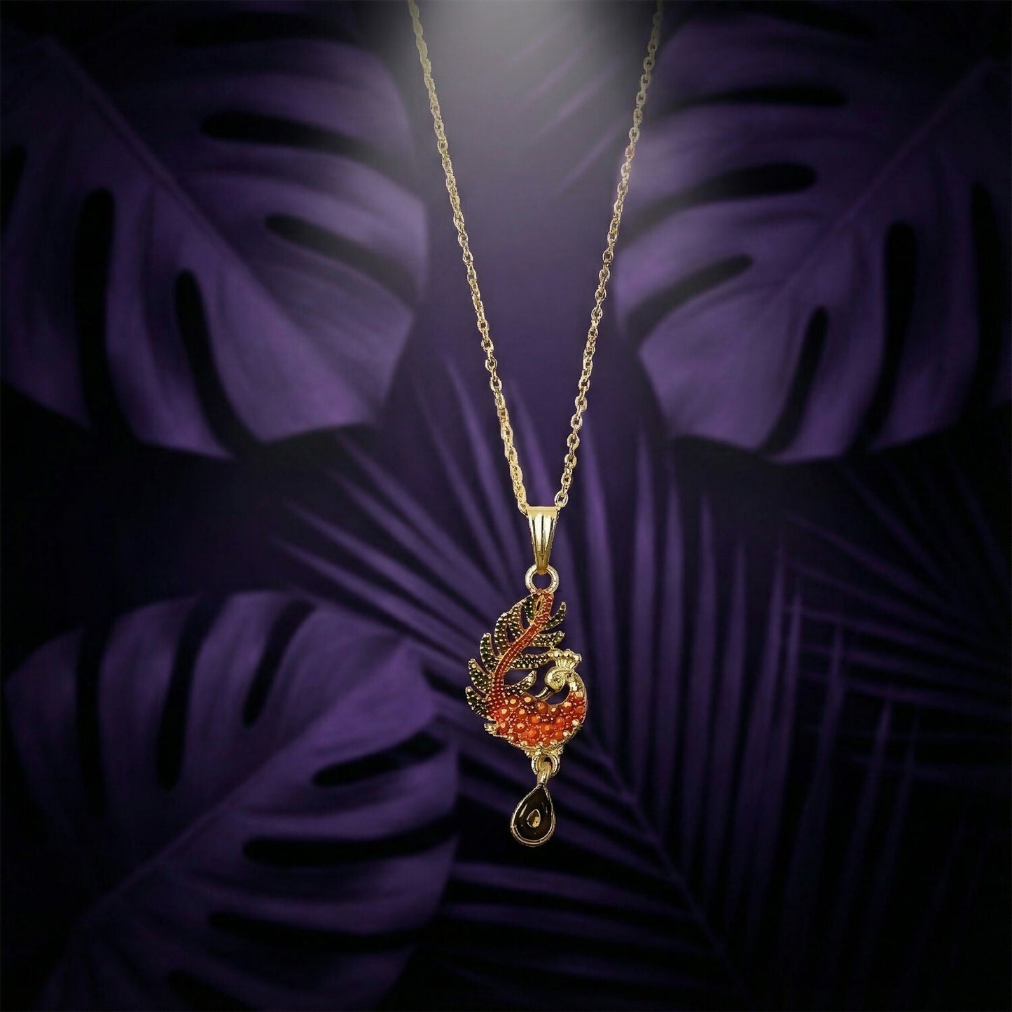 Graceful Peacock Motif Pendant Necklace with Chain for Women