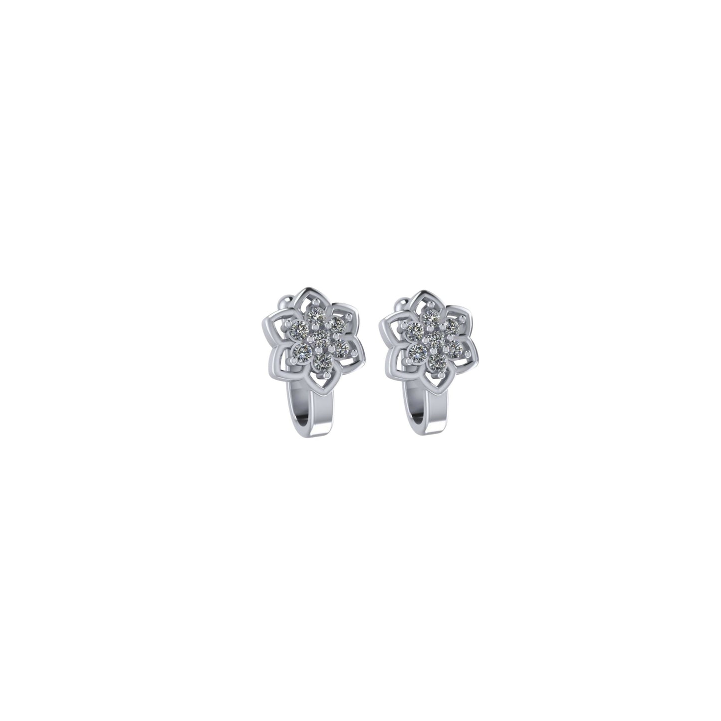 2Pc Non-Piercing Nose Ring Set Floral & Cuff    Artificial Gold Silver AD