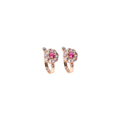 Rose    Artificial Gold Pink Stone Floral Press-On Nose Ring Combo Pack of 2