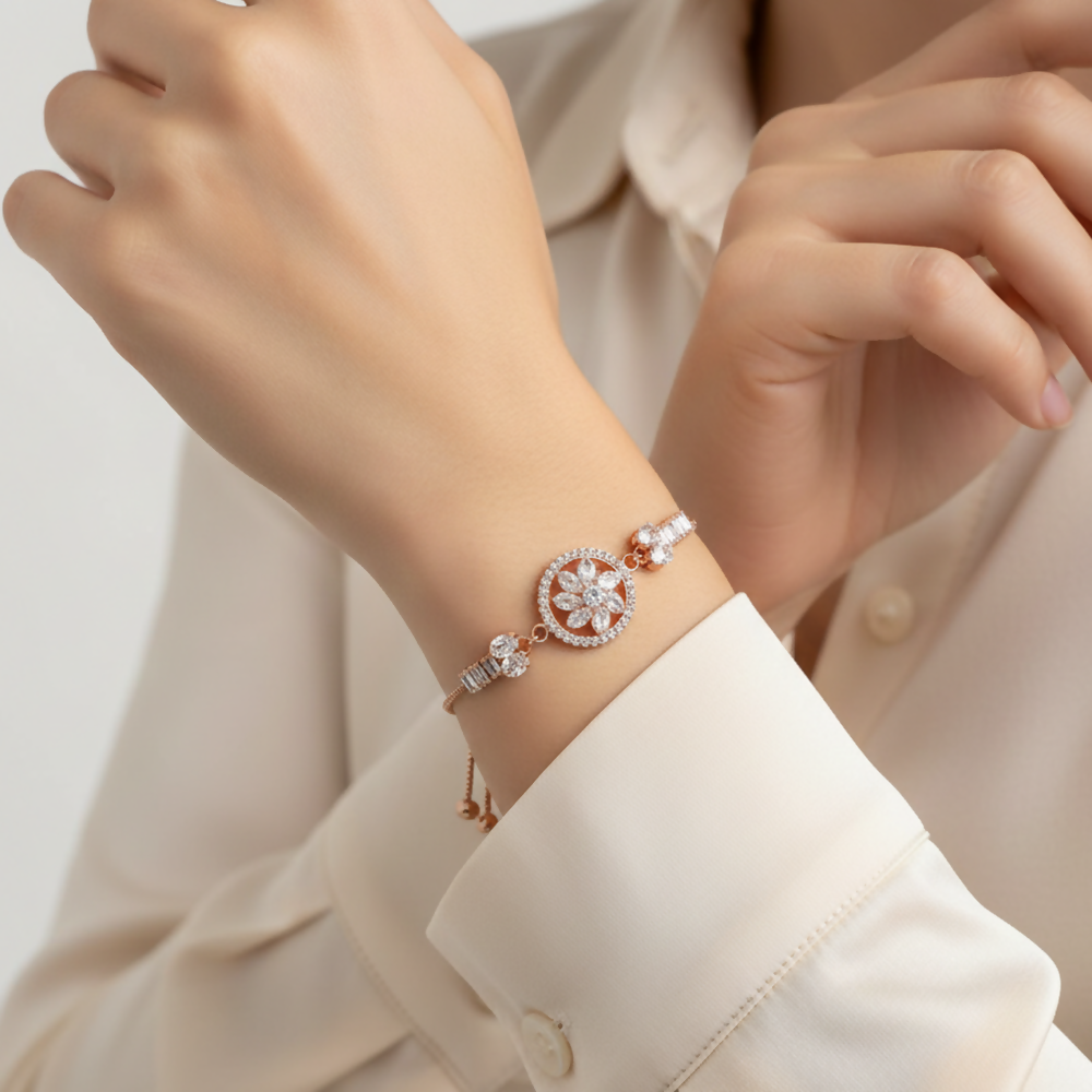 Luxury AD Floral Motif Bracelet for party wear