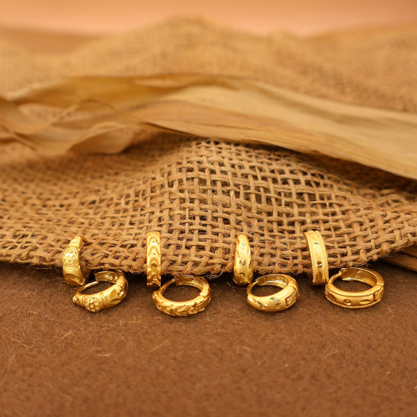 Artificial Gold AD bali Huggie Hoop Earrings kan ki bali for women and girls Combo Pack of 4