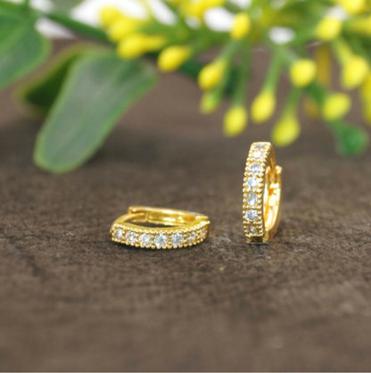 Artificial Gold Plated AD Bali Dangler Huggie Hoop Earrings Bali kan ki for Women/Girls Combo Pack of 2