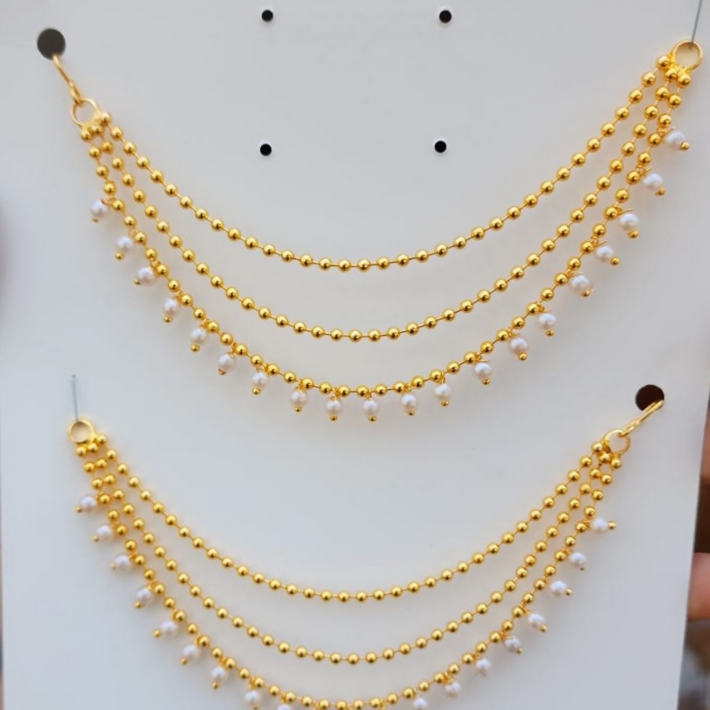 Artificial Gold Coated Multilayer Temple jewellery statement Chain Clip on hair Bahubali Set