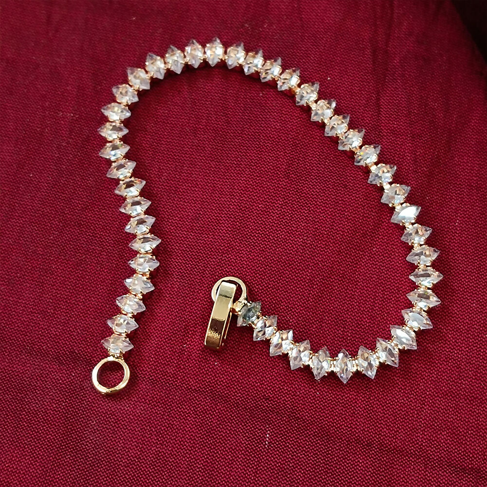 Rose Gold Plated Ad Stone Chain Bracelet