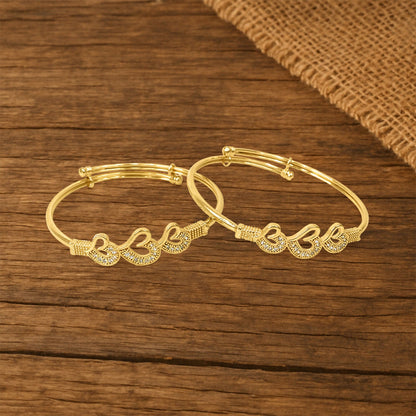 Heart Bangles With Sparking Stone Accents