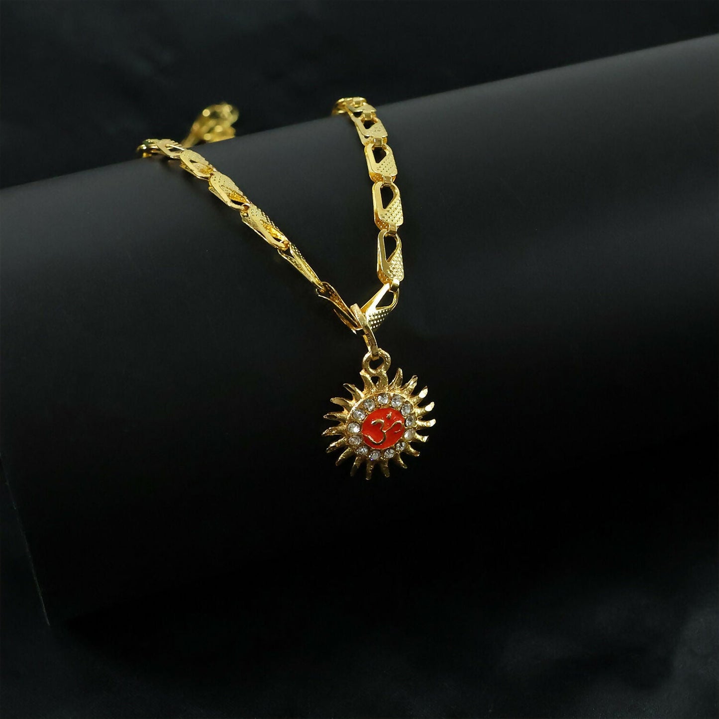 Sun and Om Pendant with Chain – Spiritual Charm Necklace (Mix Designs)