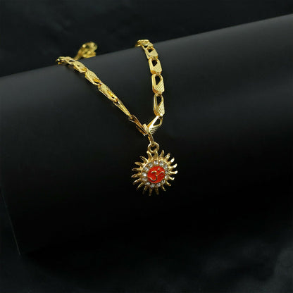 Sun and Om Pendant with Chain – Spiritual Charm Necklace (Mix Designs)