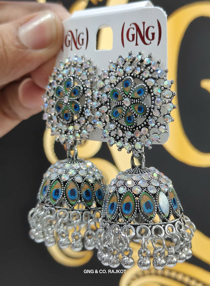 Silver Peacock Jhumka