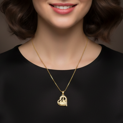 Artificial Gold-Plated Heart & Peacock Pendant Necklace For women and girls