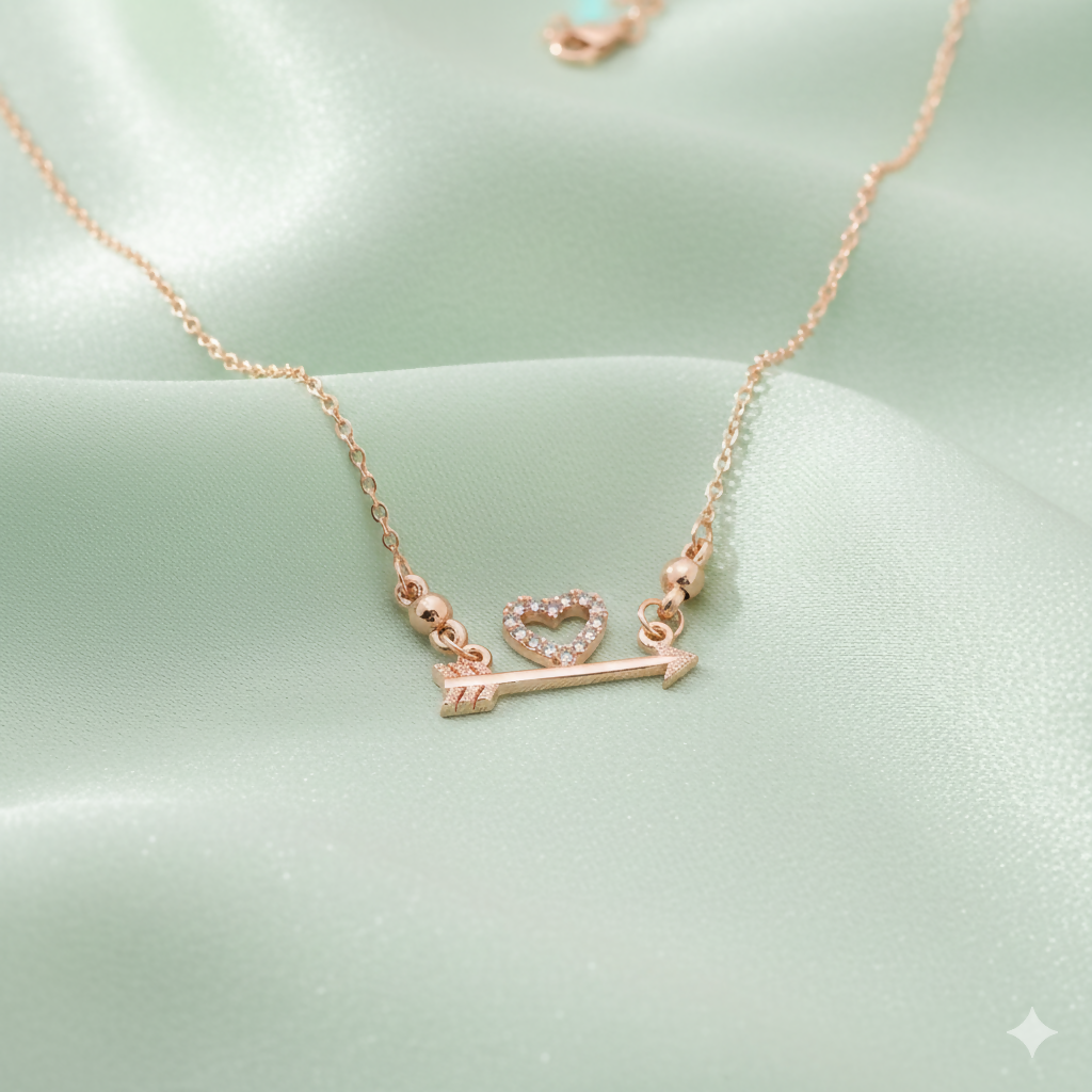 Rose Gold AD Heart Necklace For women and girls