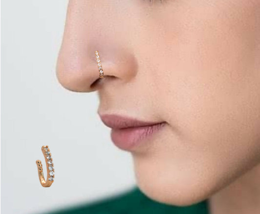 Diamond-Studded Rose    Artificial Gold Plated Nose Ring/Nath