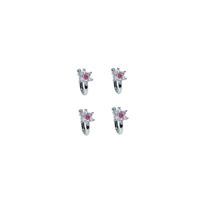 Rose    Artificial Gold Black CZ Double Row Non-Pierced Nose Cuff Combo Pack of 4