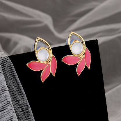 Artificial Gold-Toned American Diamond-Studded Teardrop Set