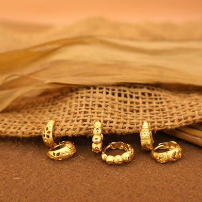 Artificial Gold Bali Earrings with AD bali Design kan ki bali Combo Pack of 3