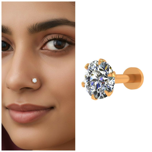 Classic    Artificial Gold plated AD Nosepin stud Minimal Bridal Stud for women and girls
