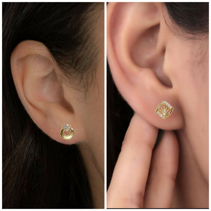 2-Pair Combo    Artificial Gold Plated AD Stud Earring Set for women and girls