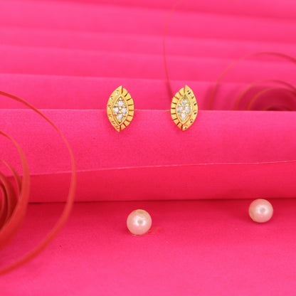 Artificial Gold Plated AD Marquise Stud Earrings | Daily Wear Traditional for women and girls