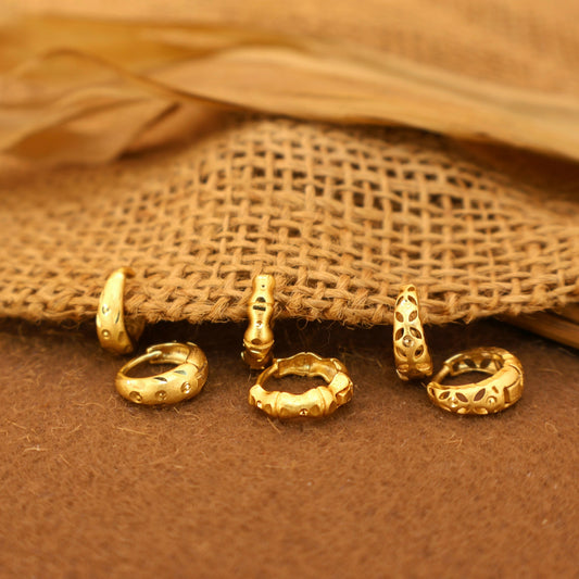 Artificial Gold Huggie Hoop Earrings kan ki bali and girls Combo Pack of 3