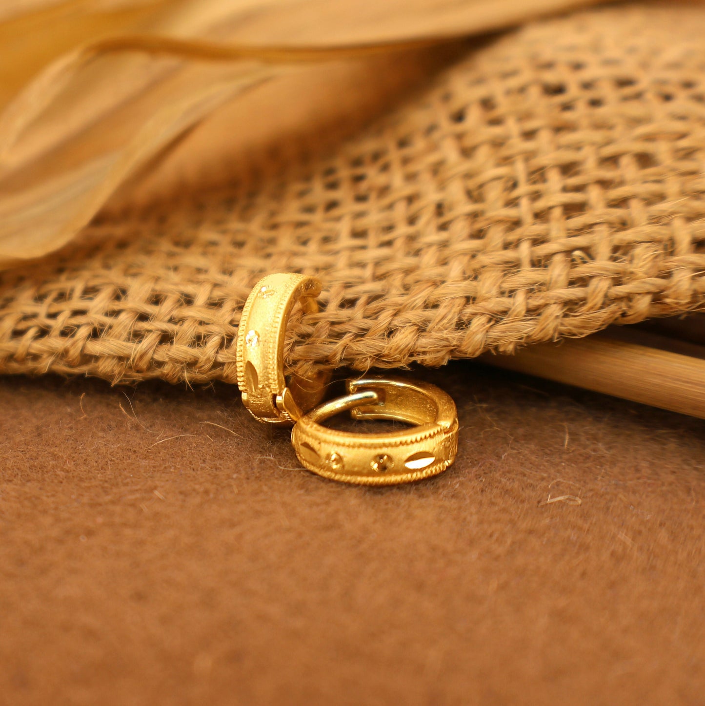 Artificial Gold Hoop Earrings kan bali with AD Bali