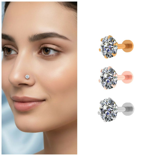 Artificial Gold, silver & rose    Artificial Gold plated Nosepin for Women and girls Combo Pack of 3