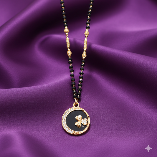 Artificial Gold Plated Butterfly Coin Mangal sutra with AD Crystals For women