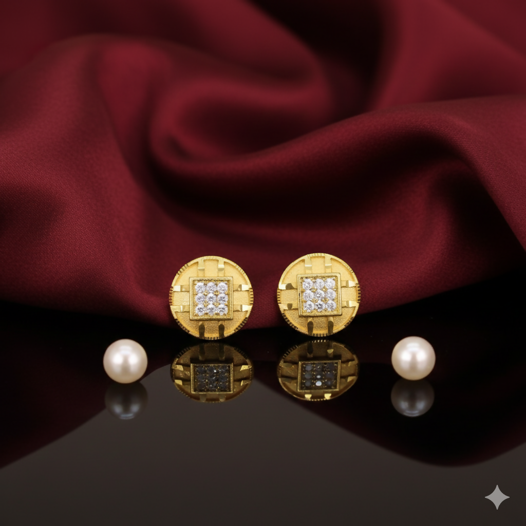 Heart Filigree   Artificial Gold-Plated Stud Earrings with AD for women and girls