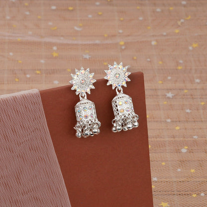 Elegant White   Artificial Gold Look Jhumka Earings