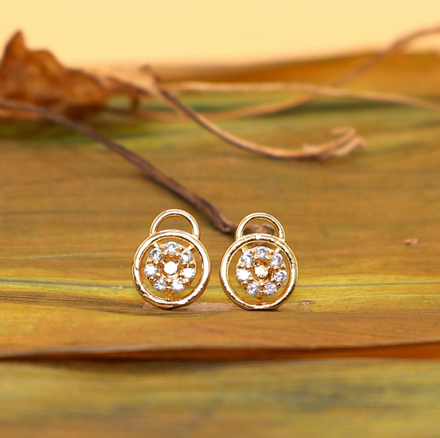 Dainty    Artificial Gold Lock & Key Stud Earrings with AD for women & girls