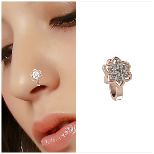 Artificial Gold Tone Flower Design Fake Nose Stud/Nath
