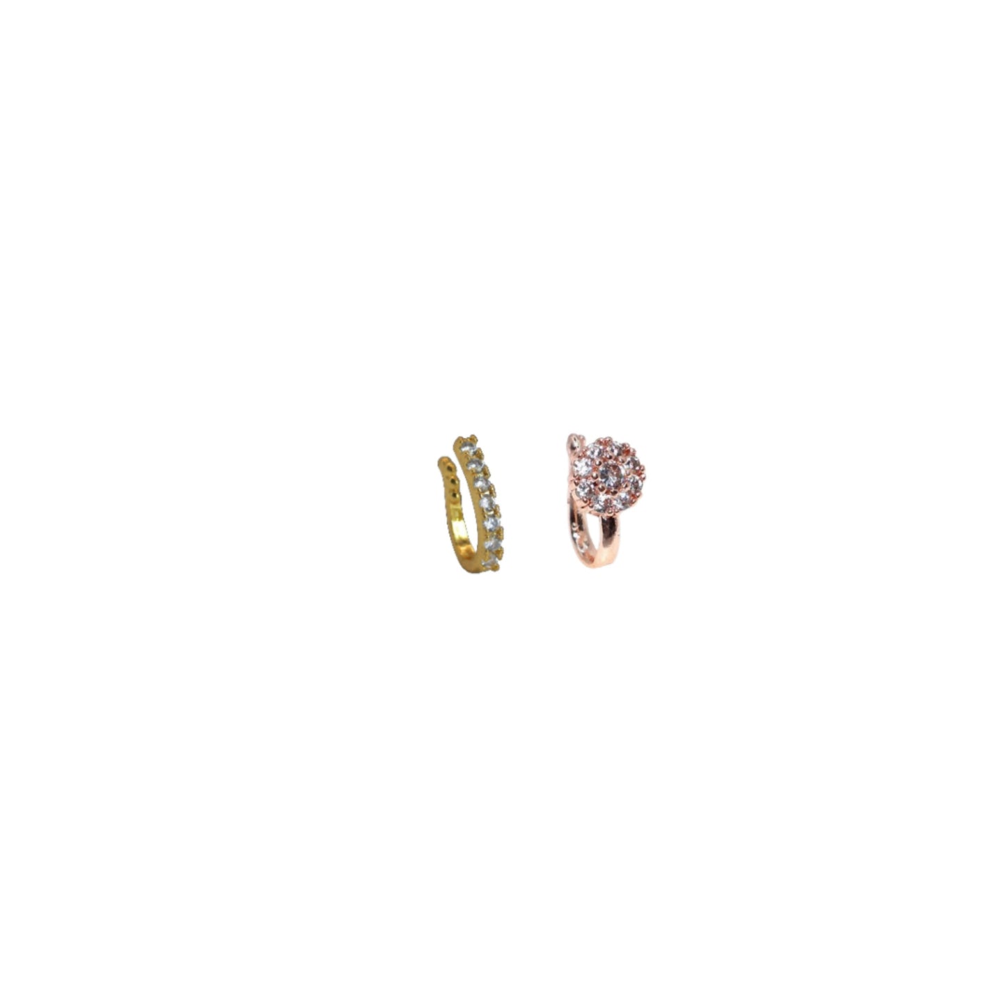 Non-Pierced CZ Nath Set (Clip-On):   Artificial Gold, Silver, Rose    Artificial Gold Combo Pack of 2
