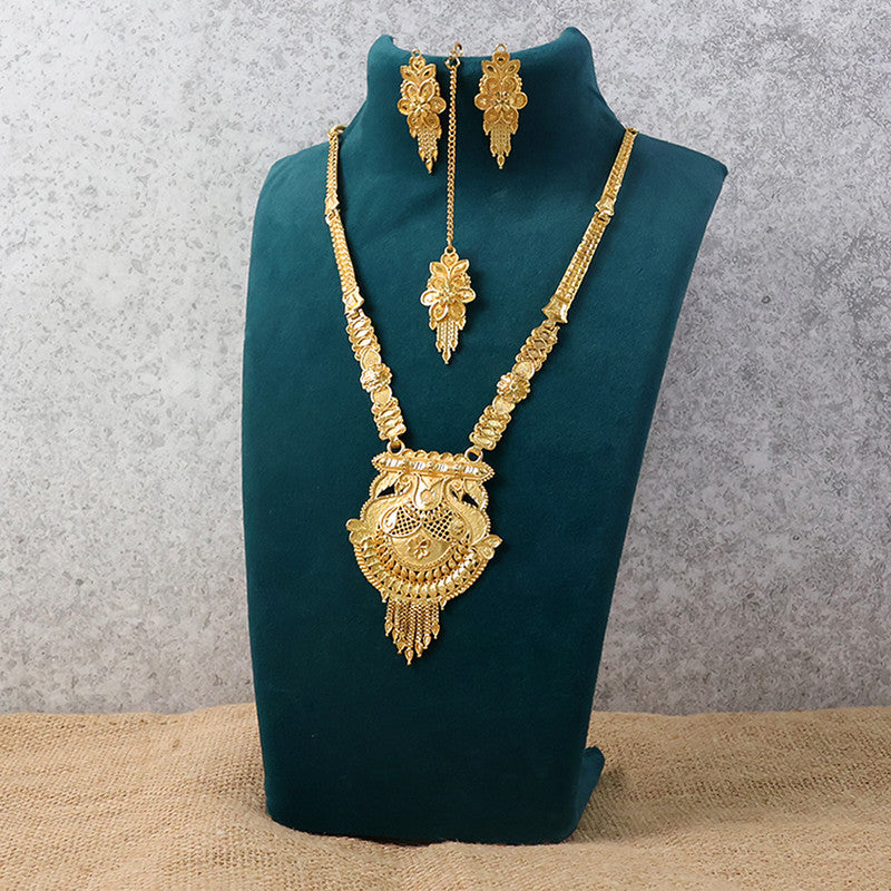 Heritage-Inspired  Artificial Gold-Plated Long Necklace Set for Festive & Ceremony Wear