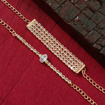Rose   Artificial Gold Plated Pack Of Stone Bracelet