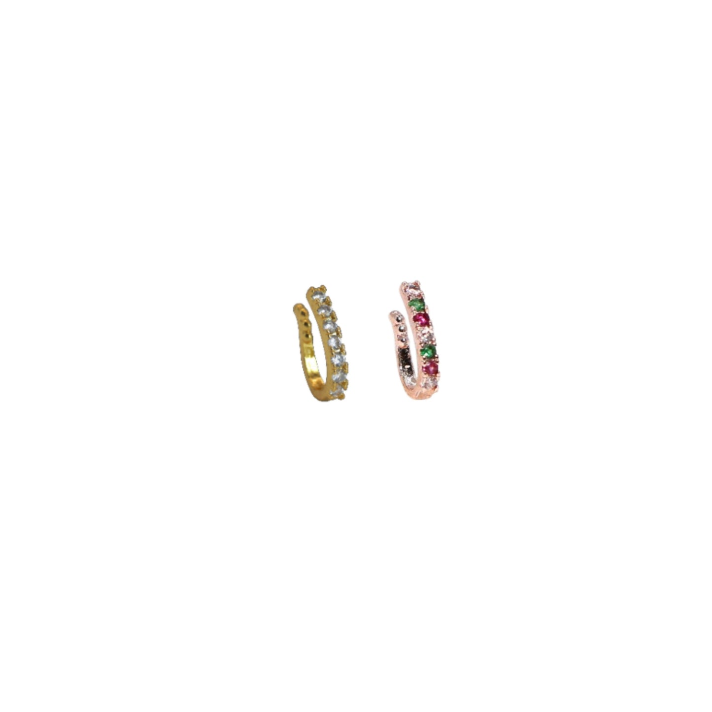 2 Pcs Non-Piercing CZ Nose Clip Set - Flower & Pave Hoop