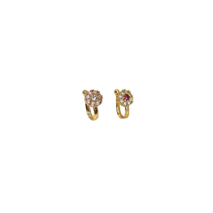 Combo Press Nose Pin: Star & Floral Design Combo Pack of 2