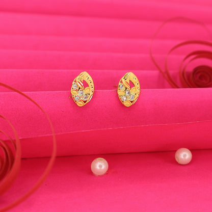 Artificial Gold-Plated AD Floral Stud Earrings for women and girls