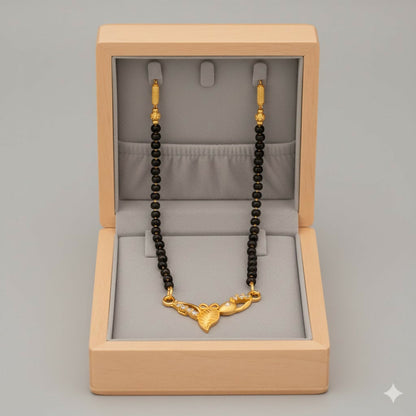 Artificial Gold Plated AD Leaf Pendant Mangalsutra for Women