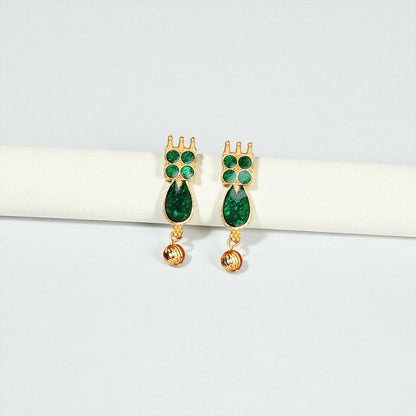 Rose Gold-Tone Bright Green Enamel Leaf Choker with Pearl Drops (Style A)
