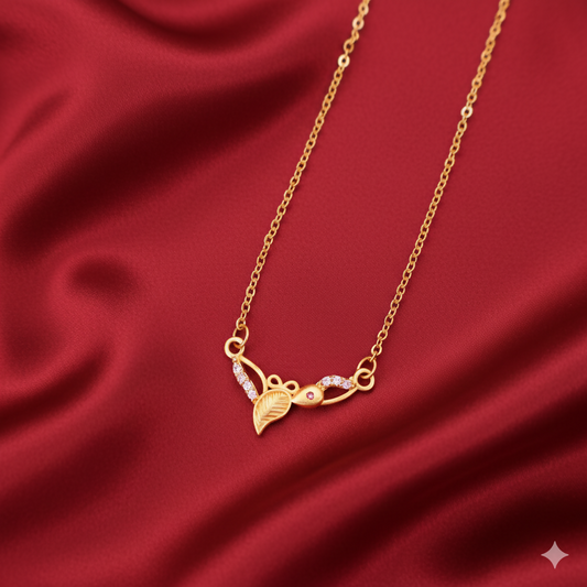 Artificial Gold Plated Floral Leaf Necklace with AD For women and girls