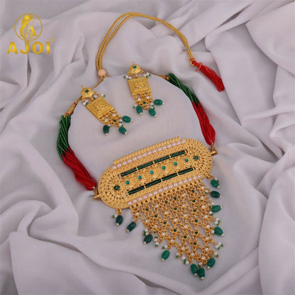 Rajputi Royal Green Aad – Traditional Rajasthani Jewellery set with Earrings for Women & Girls
