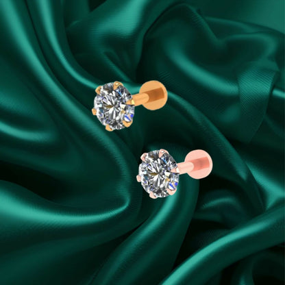 Artificial Gold & rose plated Nosepin stud Flat Back Stud for women and girls Combo Pack of 2
