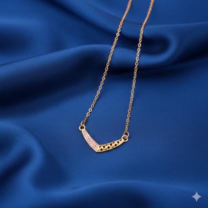 Artificial Gold Plated V-Shape Geometric Lattice Necklace with AD for women and girls