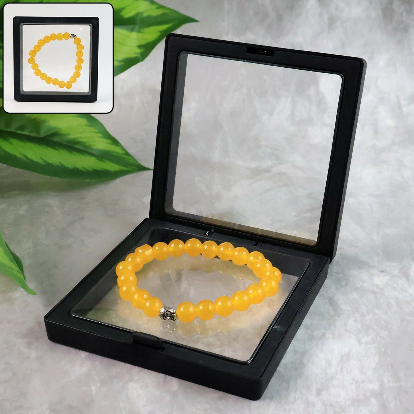 Elegant Yellow Buddha Charm Bracelet With Air-Tight Display Box