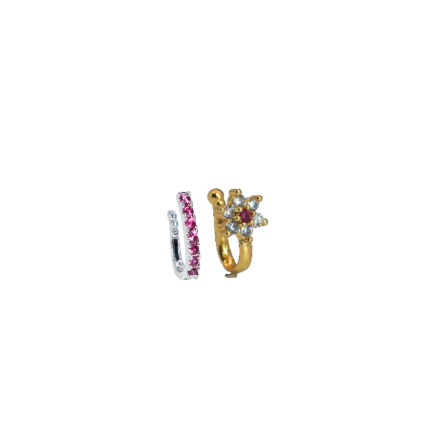 Floral Ruby AD    Artificial Gold Nosring for women and girls Combo Pack of 2