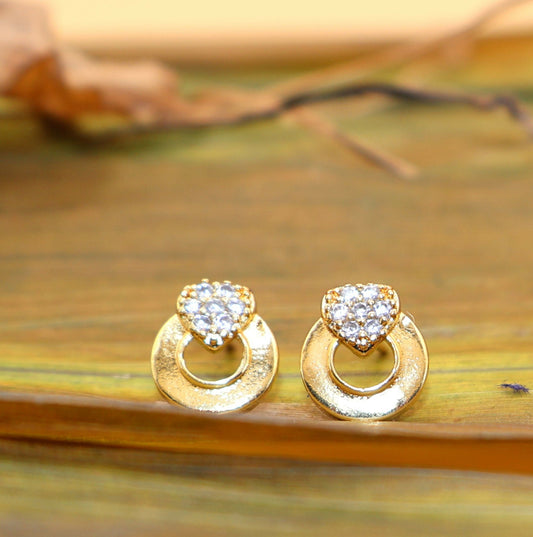 Dainty Diamond &    Artificial Gold Circle Stud Earrings for Women 7 Girls