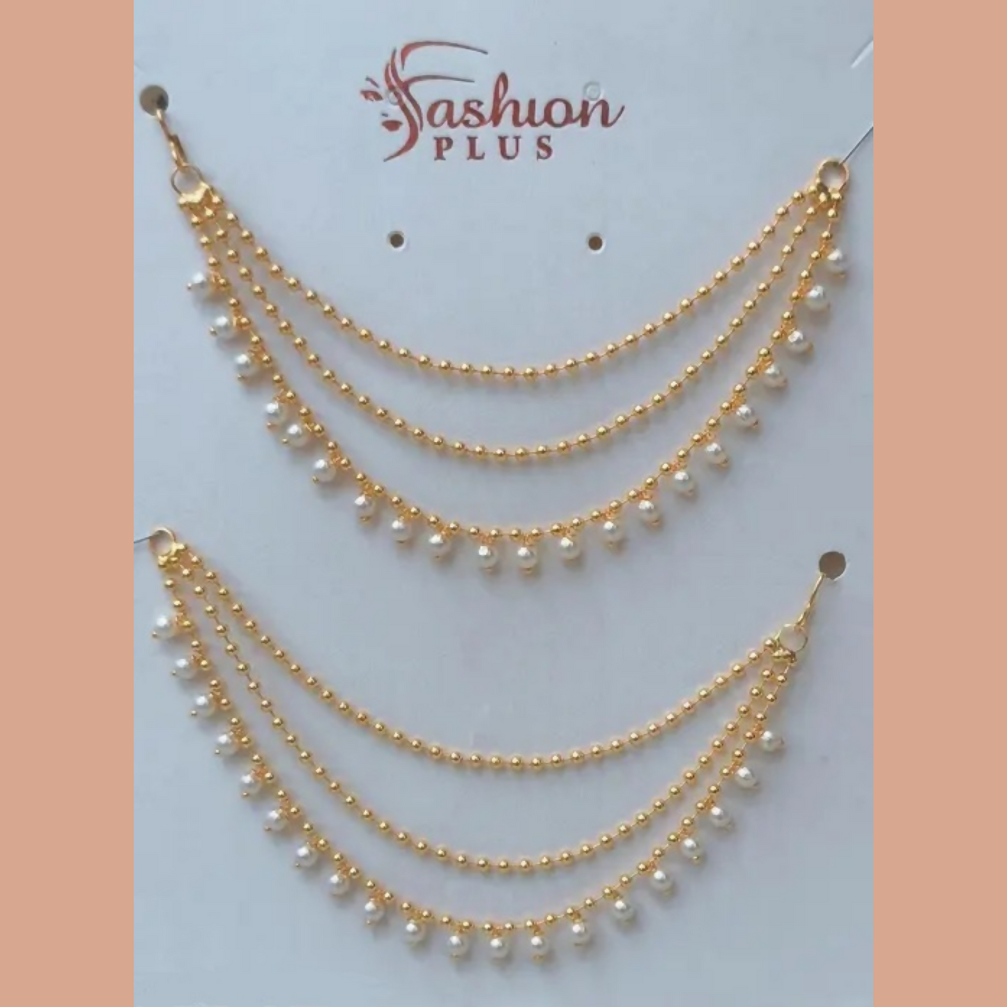 Artificial Gold Coated Multilayer Temple jewellery statement Chain Clip on hair Bahubali Set
