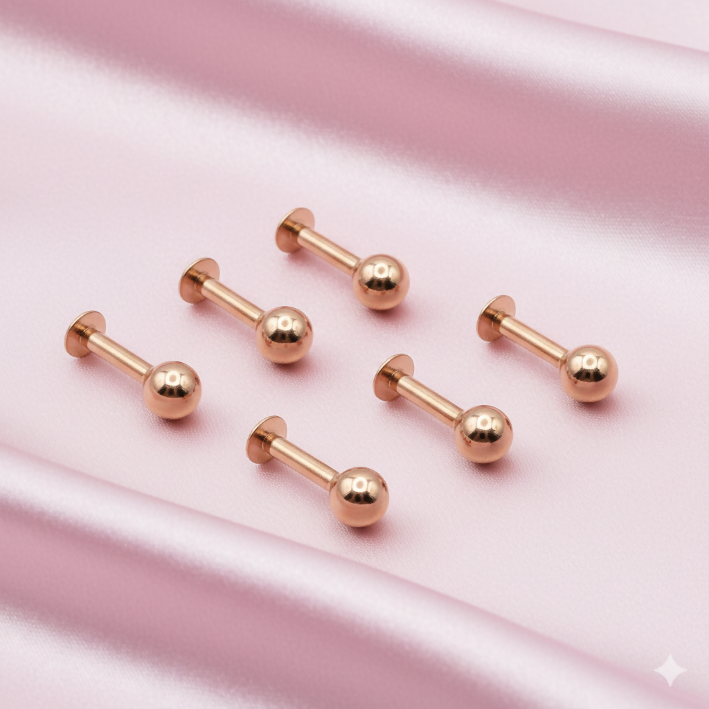 Rose    Artificial Gold Flat Back Nosepin Laung Koka Nathni combo pack of 6 for women and girls