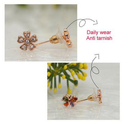 Rose    Artificial Gold Plated Butterfly & Flower Stud Earrings Set for women and girls Combo Pack of 2