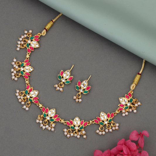 Modern    Artificial Gold Pave Crystal Teardrop Choker Set